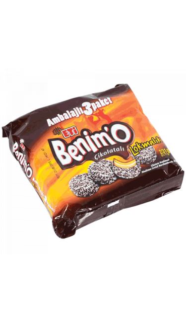 ETI BENIM'O 3 LU 240 GR (biscuit au chocolat, marshmallow et noix de coco)